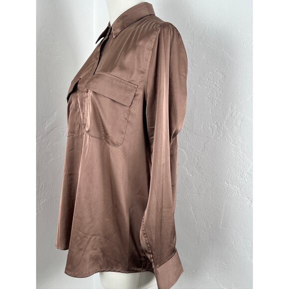 EQUIPMENT Button-up Blouse in Brown Mocha (Womens: Small) - Picture 5 of 12